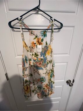 Cato White Floral Spaghetti-Strap Camisole